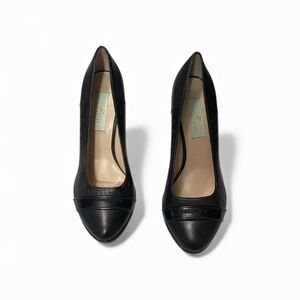 Julie Lopez  Black Italian Leather Women's Career Pumps Shoes Size 9.5